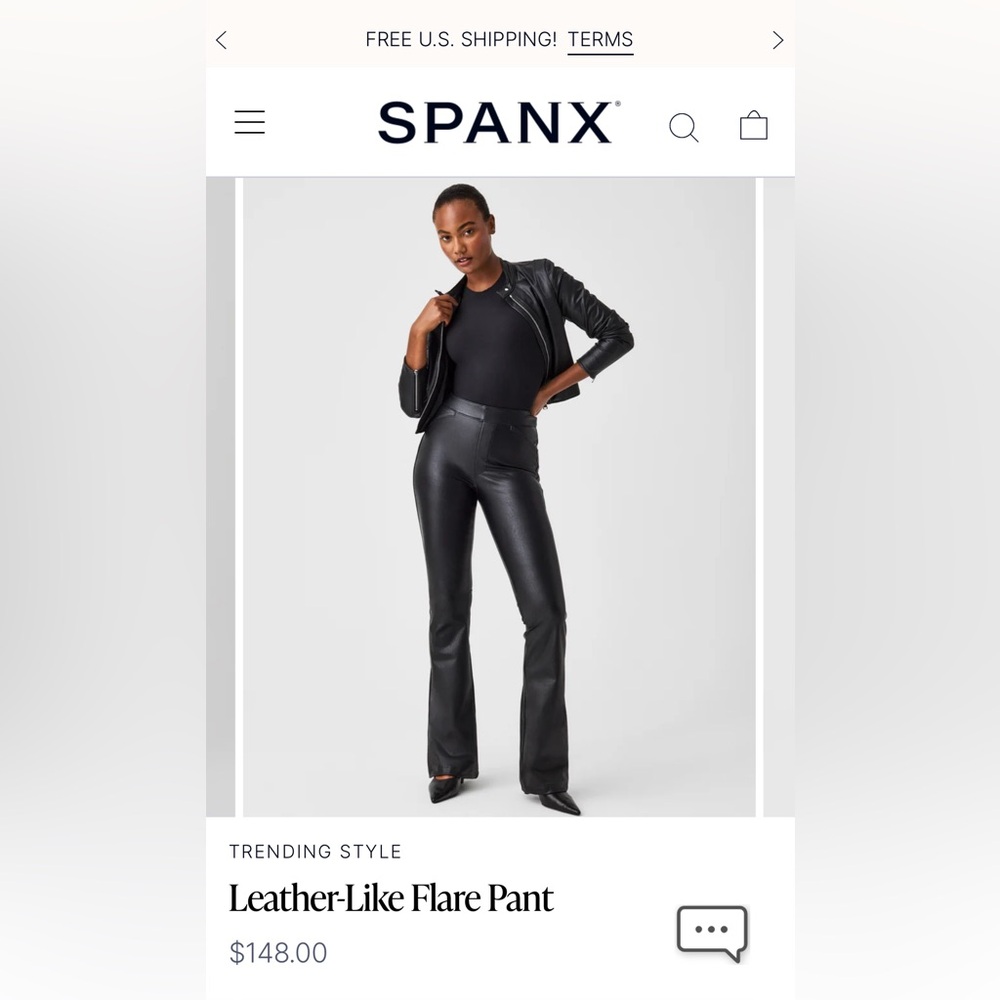Spanx Faux Leather Flare Pants. Black Size S.